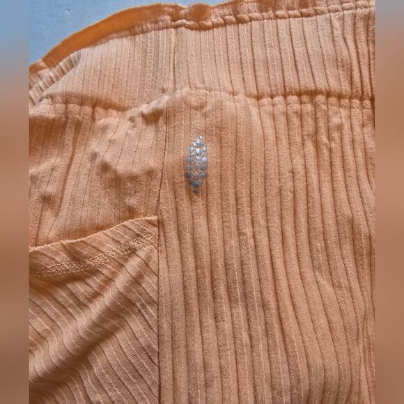 Free People Movememt Orange Ribbed Wide Leg Pants Size Small - Picture 3 of 15